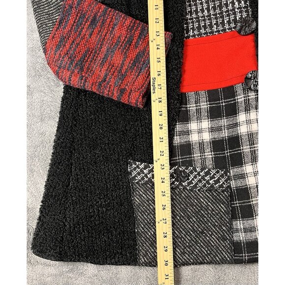 ALI MILES Sweater Coat Jacket Women's L Art To Wear Patchwork Heavyweight Boho - Picture 6 of 6